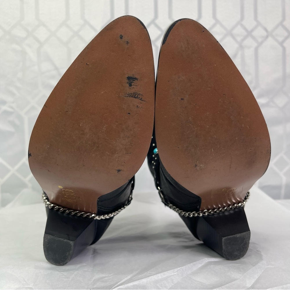 Dingo Black Leather Studded Turquoise Harness Western Cowboy Boots Women’s 10M - Picture 13 of 15